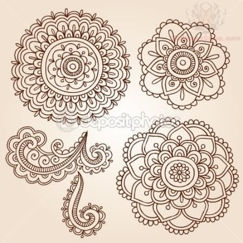 Flowers Henna Paisley Pattern Tattoo Designs